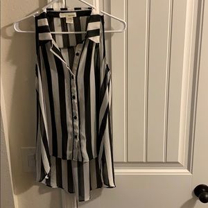 Black and white stripes sheer top